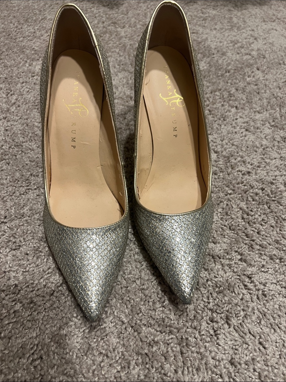 Ivanka Trump Sparkling Silver Pointed-Toe Pumps